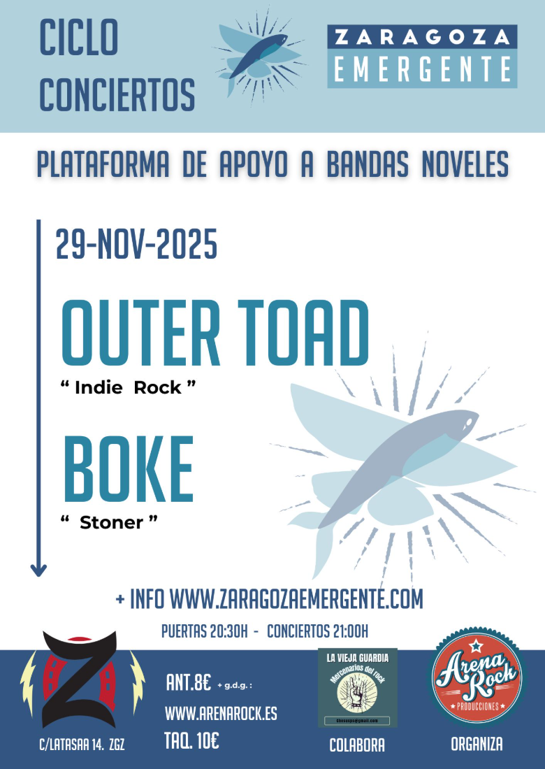 BOKE + OUTER TOAD- CICLO DE CONCIERTOS ZARAGOZA EMERGENTE 2025 BOKE + OUTER TOAD- CICLO DE CONCIERTOS ZARAGOZA EMERGENTE 2025